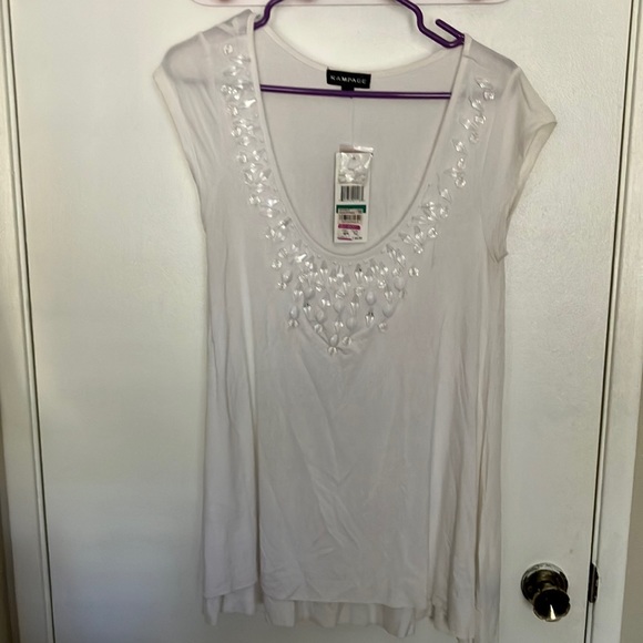 Rampage Tops - NWT Rampage Shoet Sleeve White top Size L